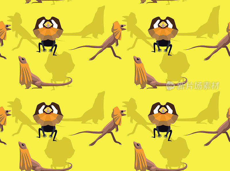 Cute Australian Animal Frilled Lizard Vector Seamless Background Wallpaper
